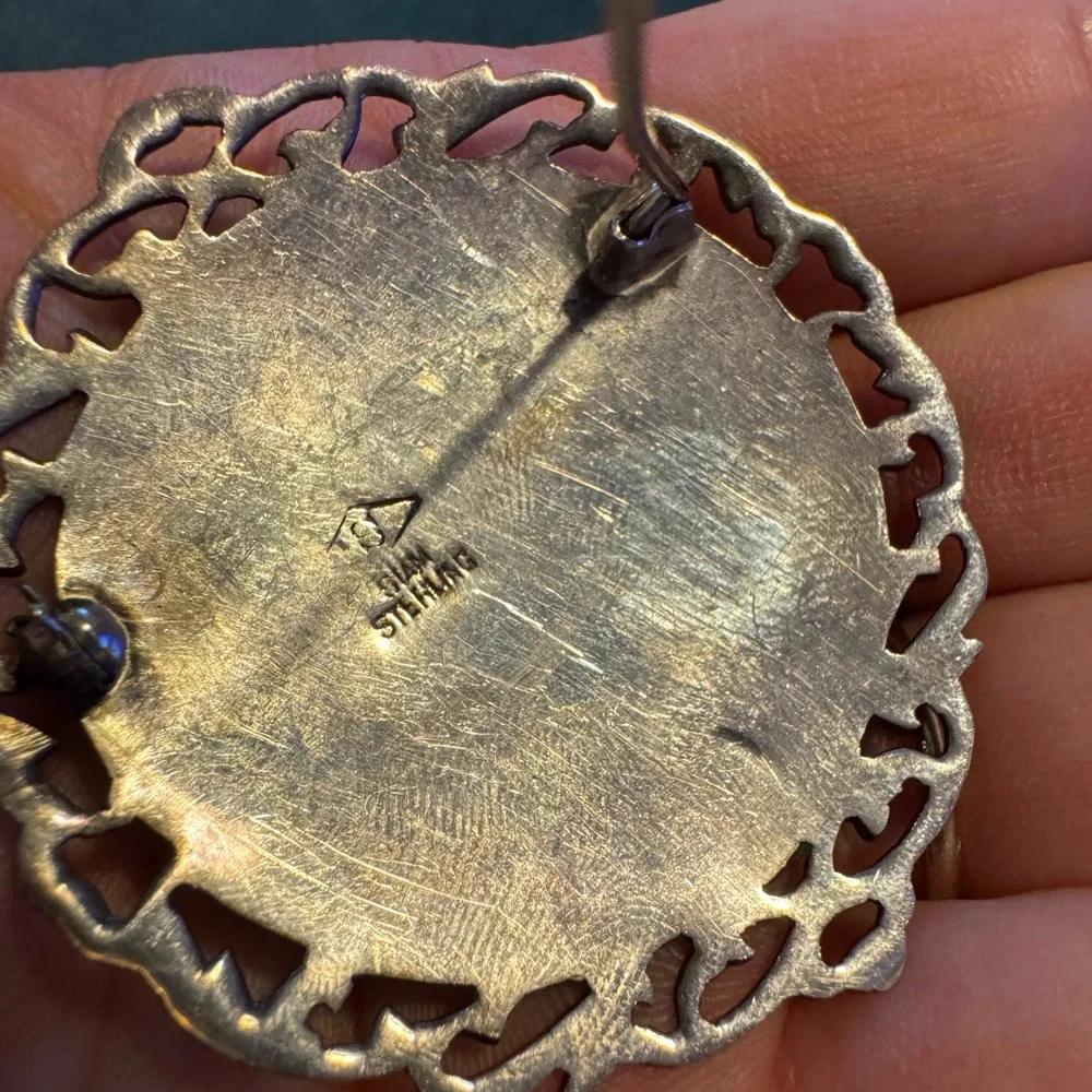 Vintage Sterling Silver & Black Enamel Siam Dancer Brooch 13.1g - Picture 5 of 9